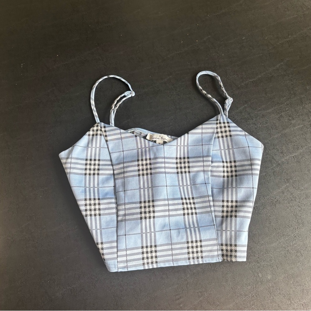 Blue Plaid Spaghetti Strap Top